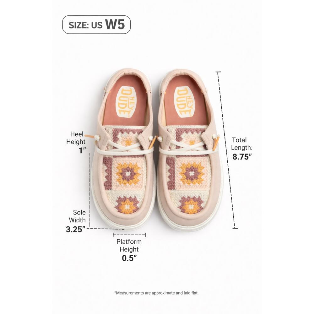 Hey Dude Wendy Crochet Boho Slip On Shoes Womens Size 5 - Picture 3 of 4